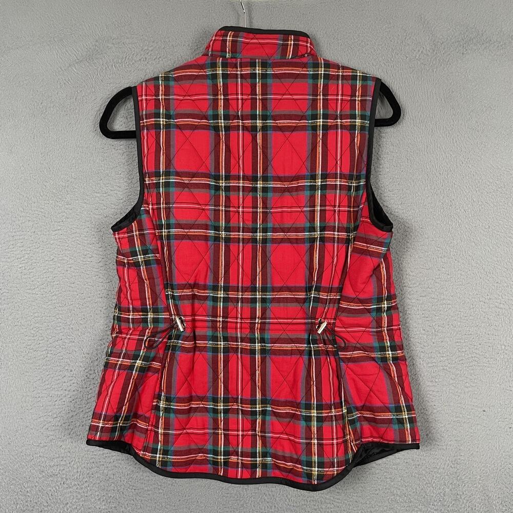 Croft & Barrow Vest Womens S Red Plaid Quilted Padded Insulated Collared - Picture 2 of 9